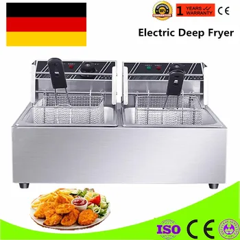 

110V/220V Double Tanks Electric Deep Fryer Multi-functional Commercial Stainless Steel Grill Frying Pan French Fries Machine