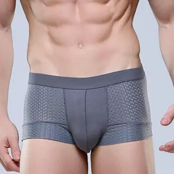 

1PC Men's Sexy Breathable Mesh Boxer Briefs Plain Color Modal Shorts Bulge Pouch Underpants Plus Zise L-XXL 5 Colors