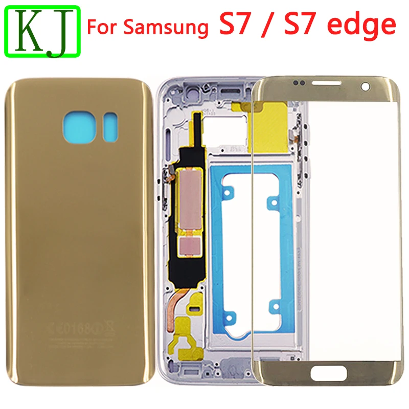 S7 Edge/S7 средняя рамка крышка батареи для samsung Galaxy G930F G935F полный корпус чехол с сенсорным стеклом наклейка на рассеиватель клей