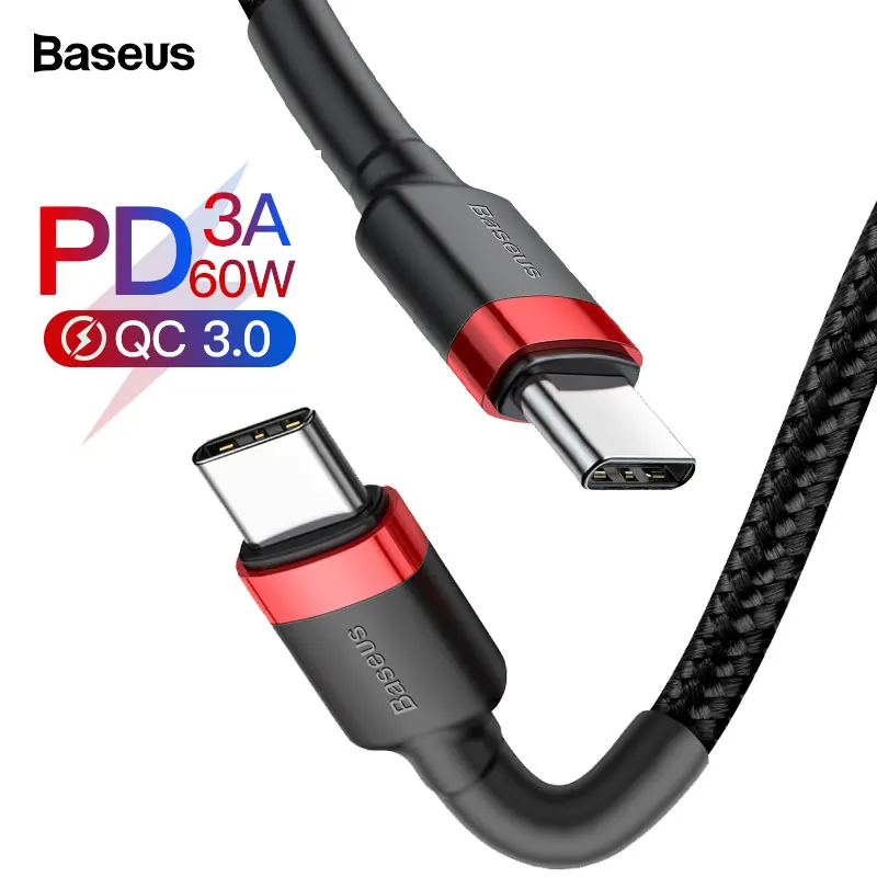 Baseus usb type-C кабель для USB C кабель для samsung S10 Xiaomi Мобильный телефон USBC PD Быстрая зарядка зарядное устройство Шнур USB-C type-C кабель