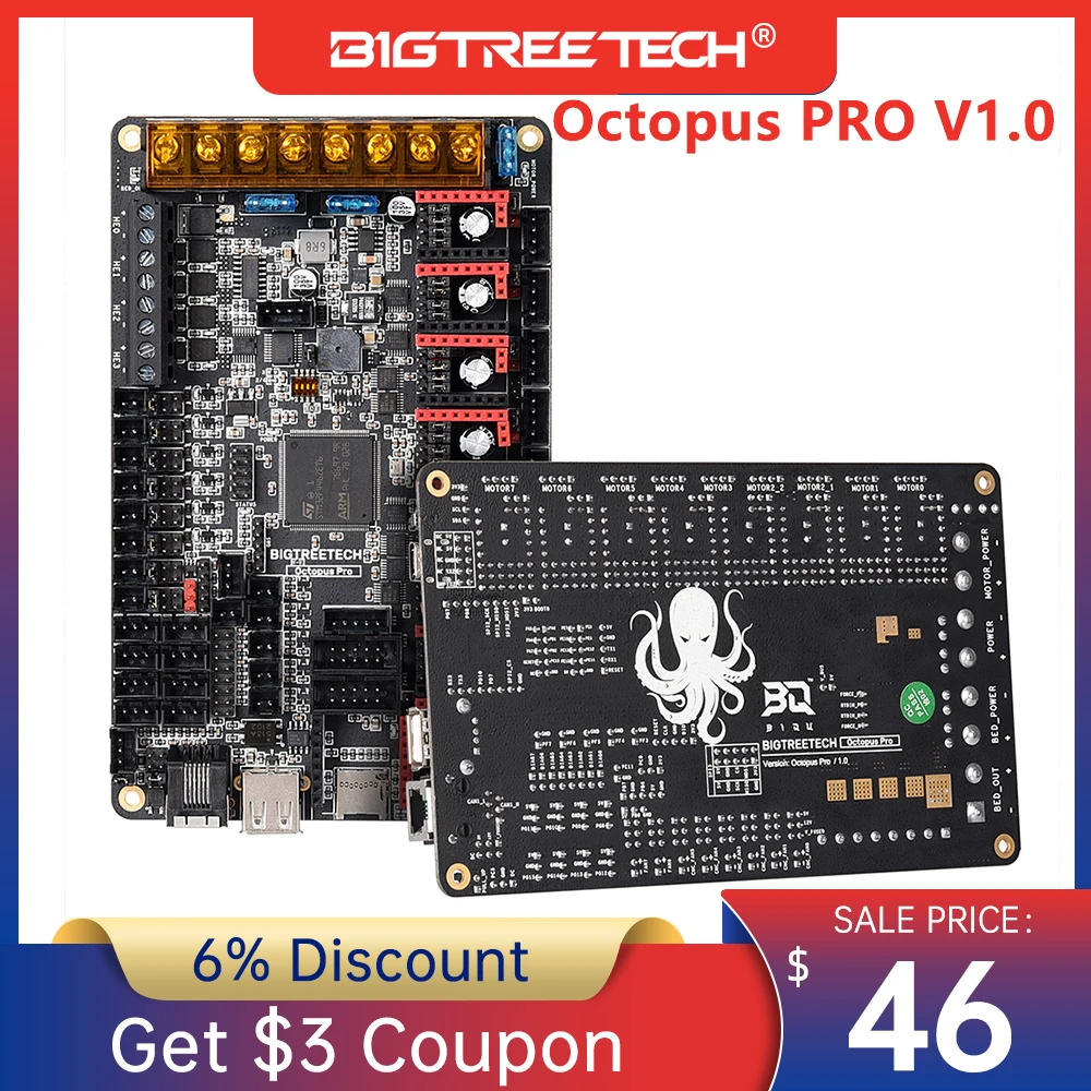 Плата управления BIGTREETECH BTT Octopus PRO V1.0 32-разрядная обновленная материнская плата
