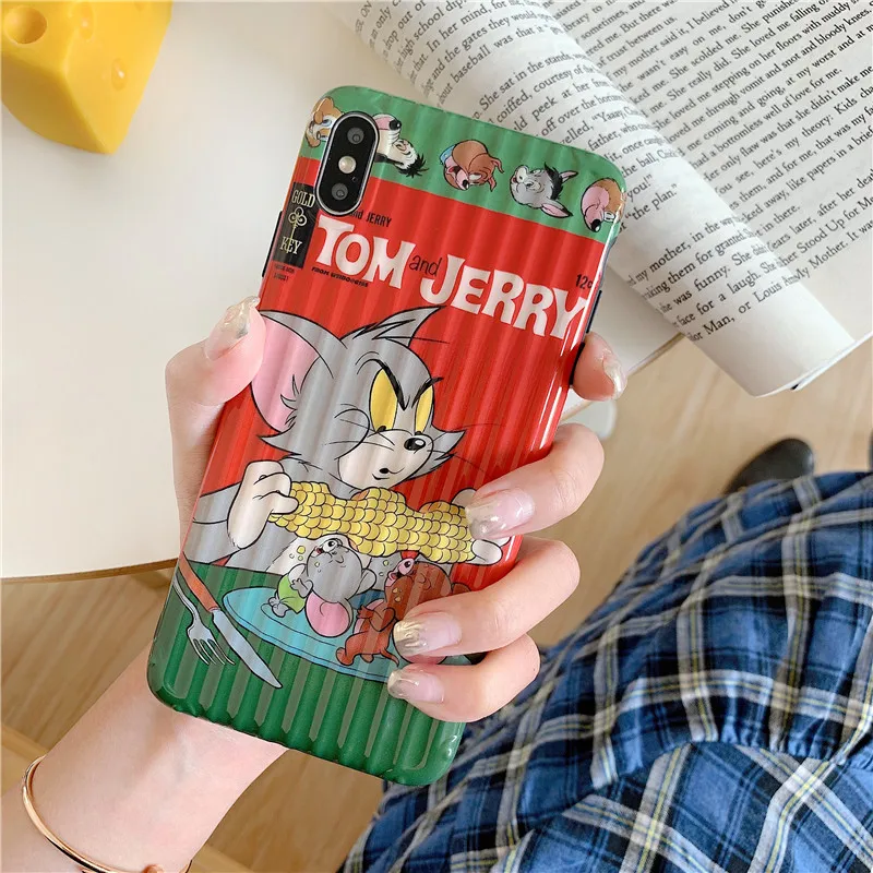 Милый чемодан с рисунком кота и мыши, чехол для iPhone X XS MAX XR 6 7 8 6s plus, забавная задняя крышка Tom Jerry