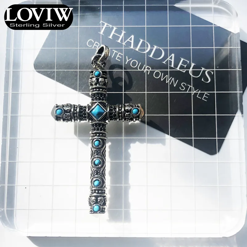 Кулон в виде креста с синим камнем, Фирменная Новинка Модные украшения Thomas SABOR Стиль Цепочки и ожерелья Аксессуары подарок для женщины и Для мужчин