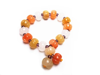 

Natural Multicolor Jade Handmade Pumpkin Beads Bracelet Adjustable Bracelet Clasp