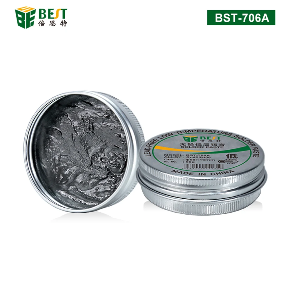 Паяльная Оловянная паста 50 г без свинца Sn42/Bi58 температура плавления 138 градусов