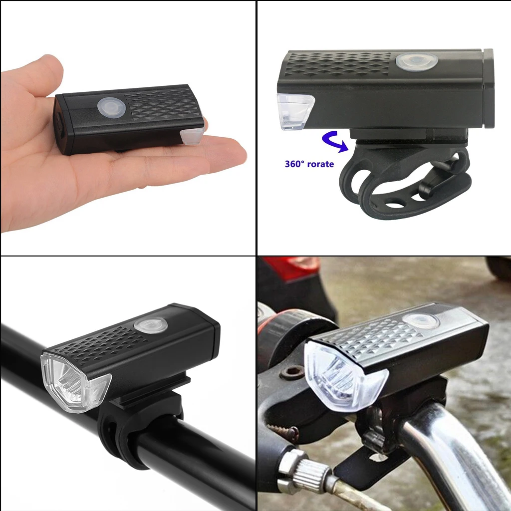 Bike Headlight Bicycle Light USB Rechargeable 300 Lumen 3 Modes Front Light lamp Cycling LED Flashlight Lantern