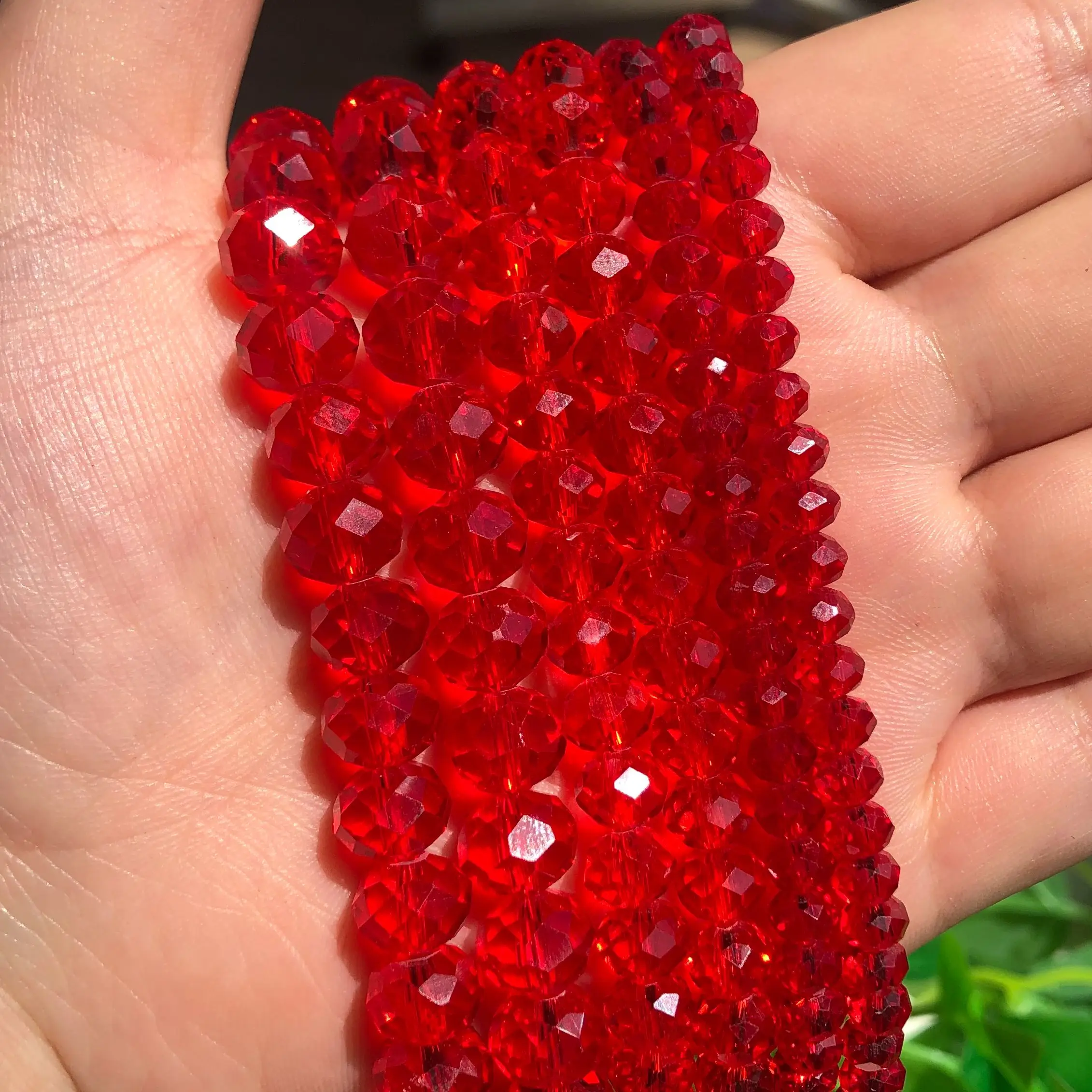 Wholesale Faceted Red Crystal Glass Beads Rondelle Spacer For Jewelry Making 4 6 8 10 12mm 15&quotInches DIY Bracelet Necklace | Украшения
