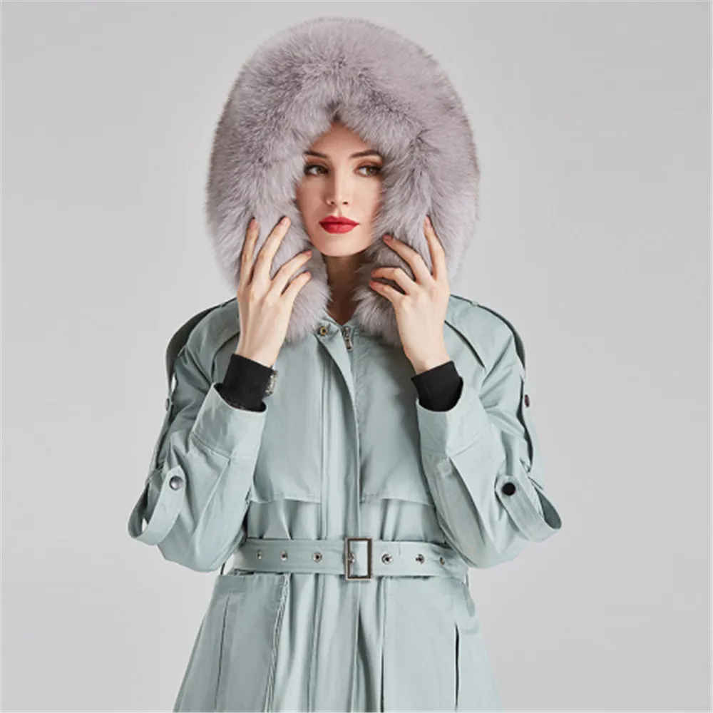 Picture color Зимнее женское пальто из искусственного меха с воротником из лисьего меха, пальто с длинным рукавом размера плюс, женская меховая одежда с широкой талией и подкладкой из кролика - Цвет: Picture color