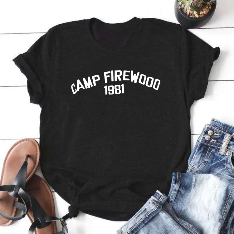 CAMP FIREWOOD Short Sleeve Cotton Tshirt Women Top O-neck Funny T Shirt Women Casual T Shirt Women Funny Tee Shirt Femme CAMP FIREWOOD Short Sleeve Cotton Tshirt Women Top O-neck Funny T Shirt Women Casual T Shirt Women Funny Tee Shirt Femme
