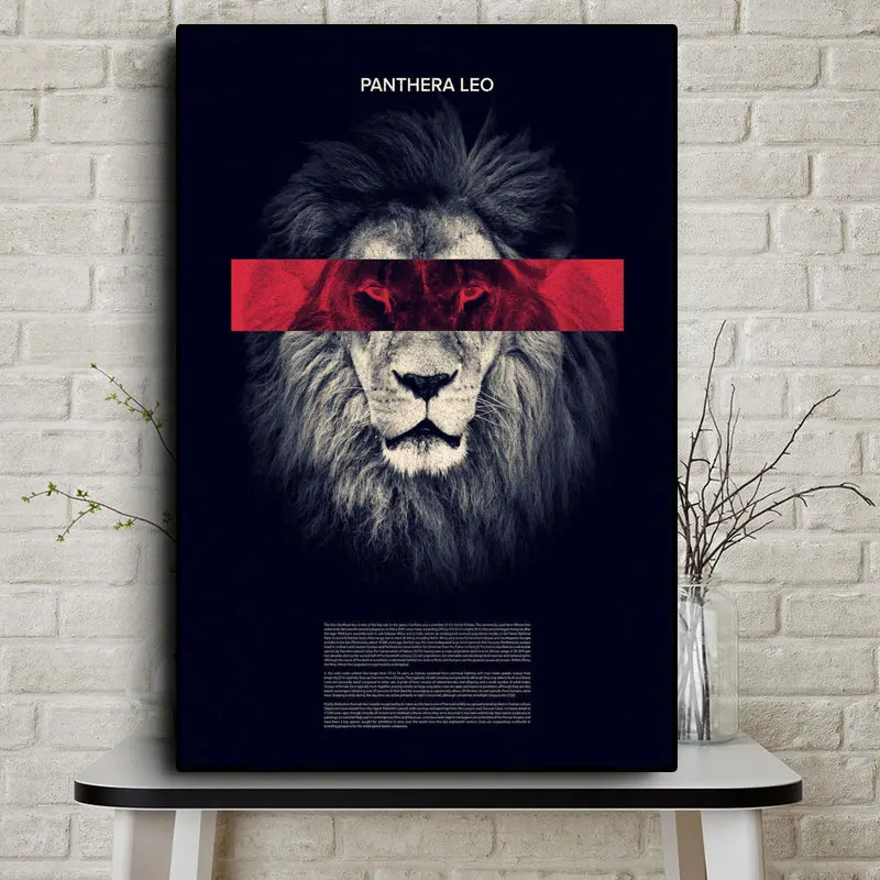 

Lion Canvas Poster Office Home Decor Painting Inspiring Quote Loft Decoration Prints Modern Black Animal Wall Art Frameless