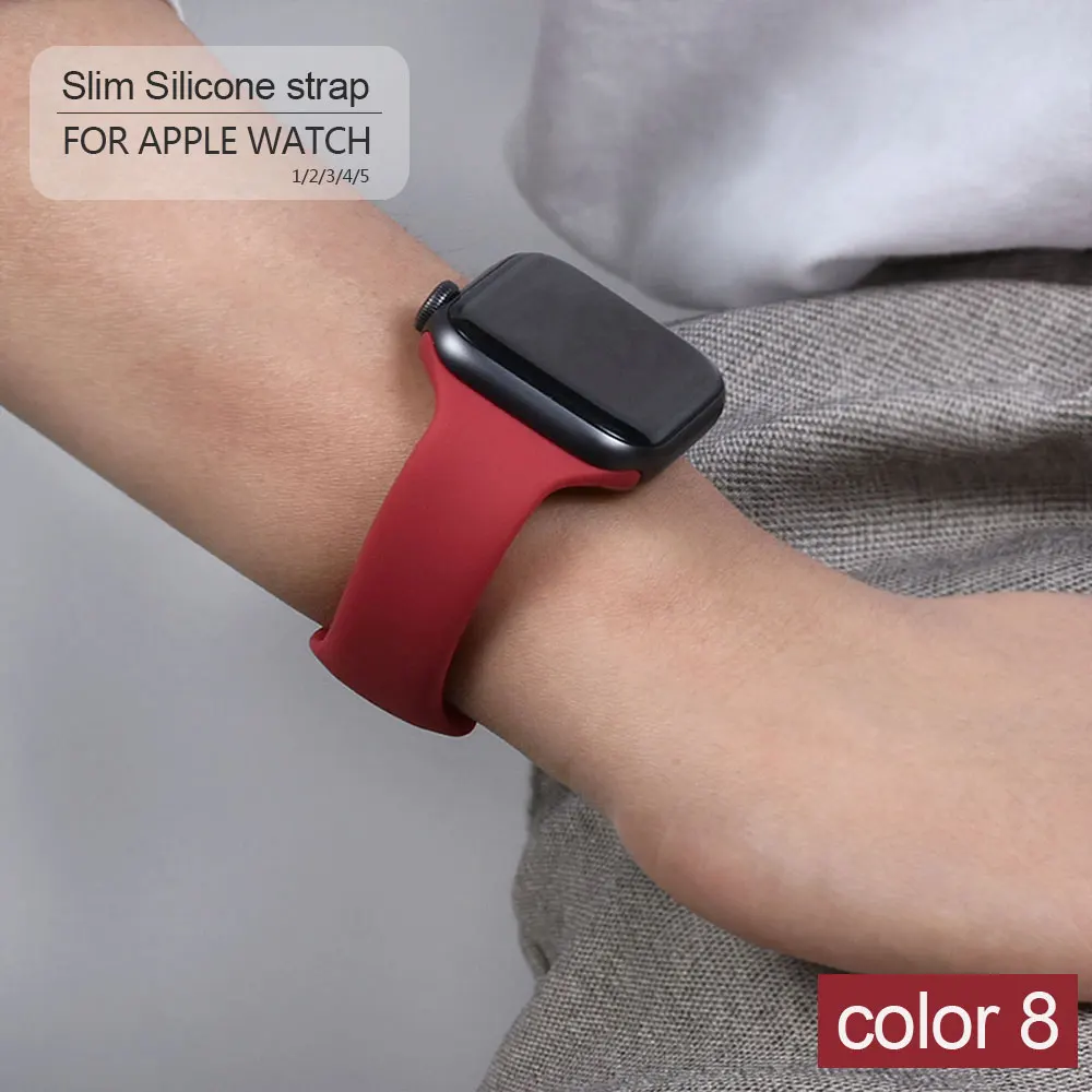 Мягкий тонкий силиконовый спортивный ремешок для Apple Watch 5 4 3 2 1 38 мм 42 мм, резиновый ремешок для часов Iwatch series 5 4 40 мм 44 мм