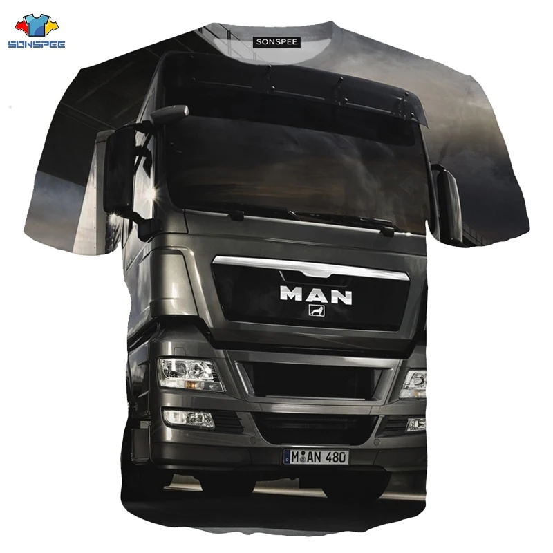 

SONSPEE Summer New Men Women 3D Print Car Truck Short sleeve T Shirt Fashion Sweatshirt Hip Hop Harajuku Pullover Kids T-Shirt