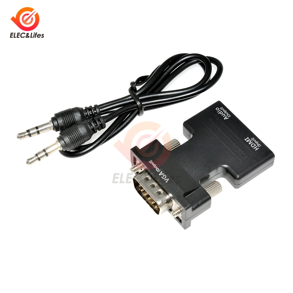 

HDMI Female to VGA Male Converter with Audio Adapter Support HD 1080P Signal Output Convertor Audio Cables For HDTV PC Laptop