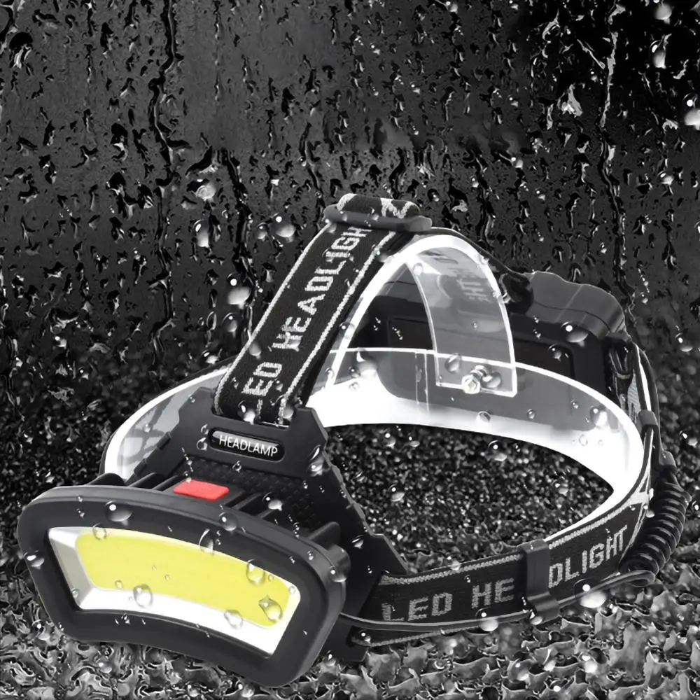 Hard Light COB LED Headlamp 4 Gears Adjustable Angle Climbing Cycling Camping Light Powerful Bright Headlights with Batteries