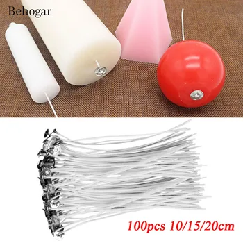 

Behogar 100PCS 10cm/15cm/20cm Low Smoke Candle Wick Core Accessories w/Sustainer Tabs for Candle DIY Making kaarsen vela Maker