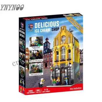 

2020 new Lepining Creative City commercial street view Ice cream shop House model Building Block bricks Kits Brick Toy gifts