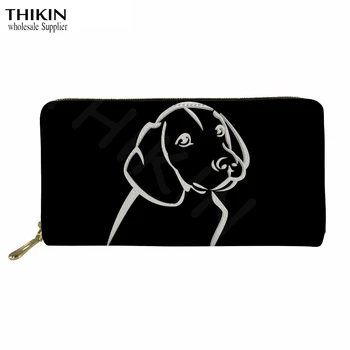 

THIKIN Black Purse Women Long Wallets Cartoon Art Dog Printed High Quality Female Wallets Carteira Feminina Money Bag Wholesale