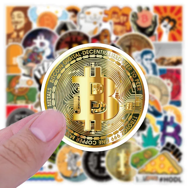 50pcs Cartoon Bitcoin Encrypted Sticker Virtual Currency BTC Stickers for Helmet Kid Diy Laptop Mixed Skateboard Luggage Case 1