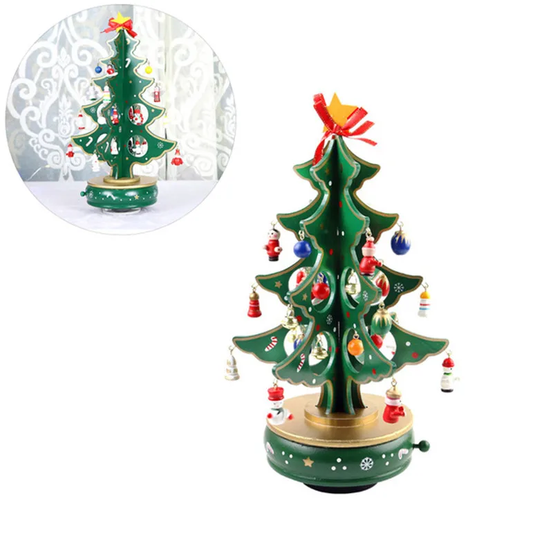 Рождественская Новая высококачественная музыкальная шкатулка, колокольчик, вращающаяся Красная Зеленая елка для нового года, рождественский подарок, украшение для праздника