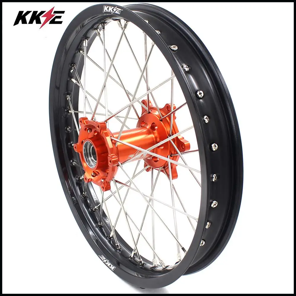 Набор колес KKE 21 & 19 MX для SX XC W SXF 125 150 250 350 450 505 300 2003 2021 оранжевая втулка|spoke