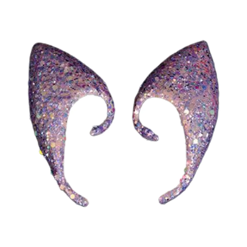 

1 Pair Shiny Sequins Angel Elf Ears Silicone Fake Ear Props Halloween Party Fairy Cosplay Accessories Decoration