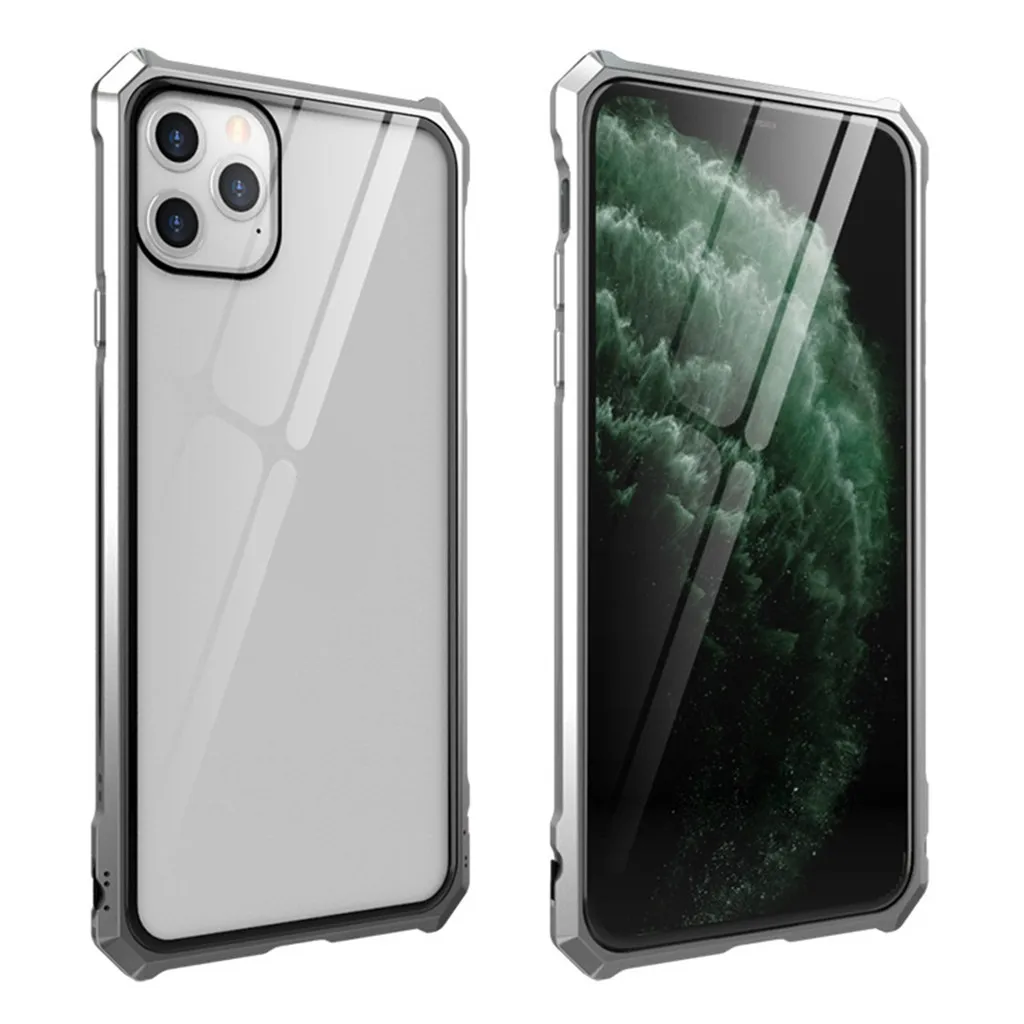 Алюминиевый металлический бампер Пряжка закаленное стекло чехол для iphone 11 Pro Max чехол для телефона мягкий чехол s силиконовый чехол