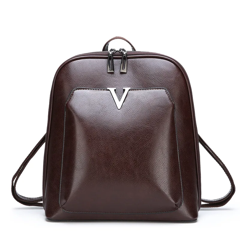 

New Style Backpack-Style Oil Wax Leather Handbag Multi-functional Triple Use Single-shoulder Bag Women's Retro School Bag