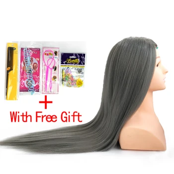 

65cm Synthetic Hair Doll Head High Grade For Hairdresser Mannequin Head For Salon Female Hairdresser Mannequi Head With Shoulder