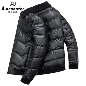 

lansboter down Jacket Male Short of Fold-down Collar Warm Youth Autumn and Winter White Duck down down Coat for Men down Jacket