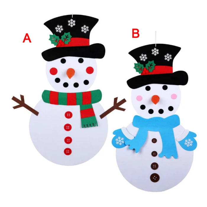 New Hot Christmas DIY Felt Snowman Kids Felt Holidays Game Set Detachable Wall Hanging Decor SMD66