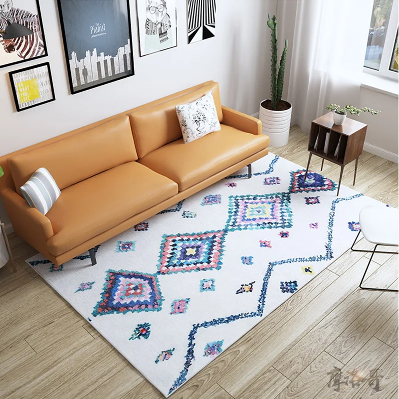 

Morocco Style Anti-Skid Vintage Carpet for Living Room Bedroom Floor Rugs Mat Floral Pattern Absorbent Non-Slip Home Decor Area