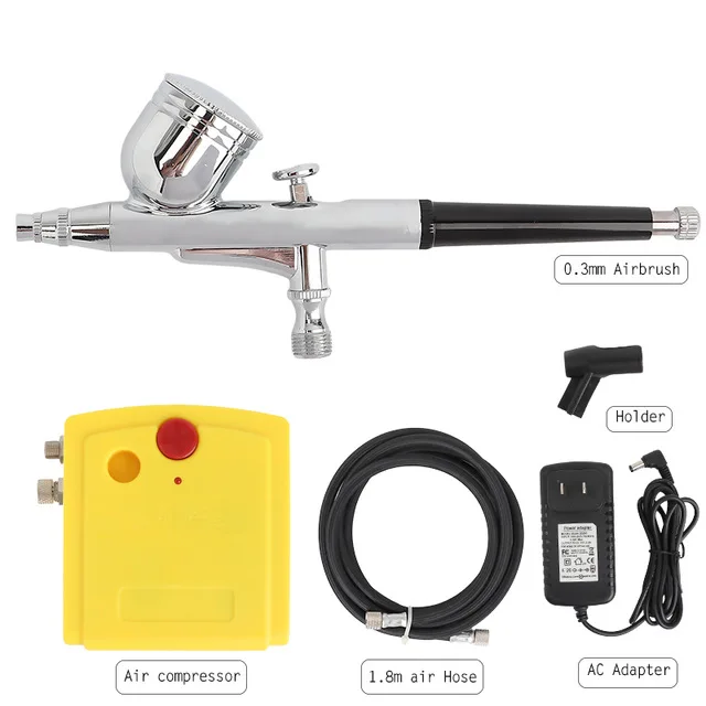 Yellow Set E3 Onnfang Dual Action Airbrush Air Compressor Kit Spraying For Art Painting Tattoo Manicure Craft Cake Spray Model Air Brush Nail - Цвет: Yellow Set E3