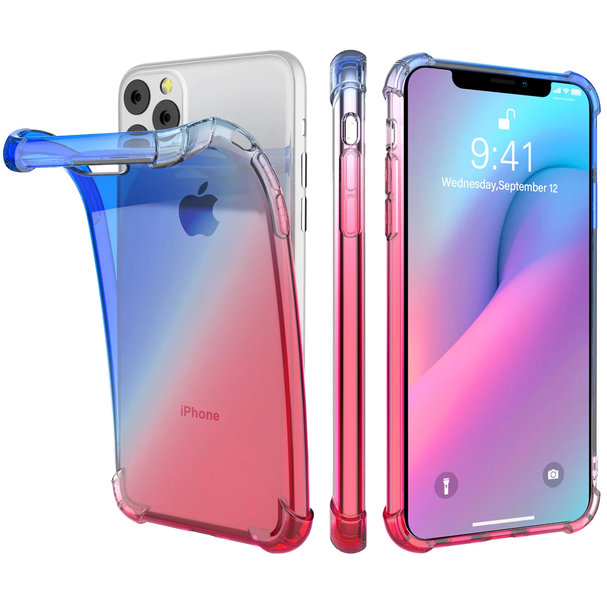Для iPhone 11 11 Pro 11 Pro Max Силиконовый противоударный чехол с защитой от царапин градиентного цвета мягкий чехол из ТПУ для iPhone 11 чехол прозрачный