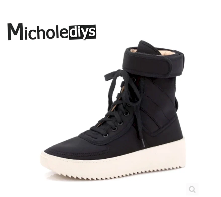 

Micholediys Handmade Winter Military High Army Boots FOG Motorcycle Shoes Platform Justin Bieber Nubuck Leather Hiking Sneakers