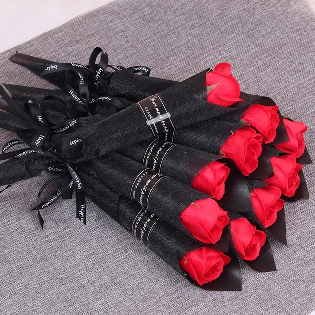 10/5Pcs Soap Rose Bouquet Valentines Day Gift for Fridend Wedding Bouquet Home Decorations Holding Artificial Rose Flowers Red