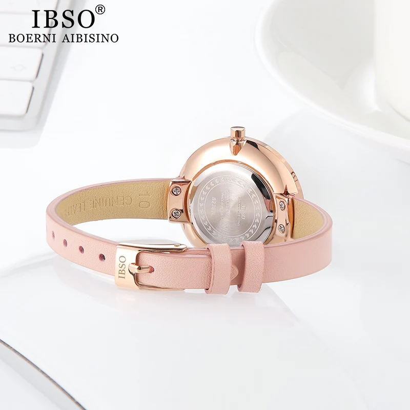 IBSO Women's Quartz Watch Simple Waterproof Clock Hours Fashion Montre Femme Ladies Quartz Leather Waterproof Wristwatch