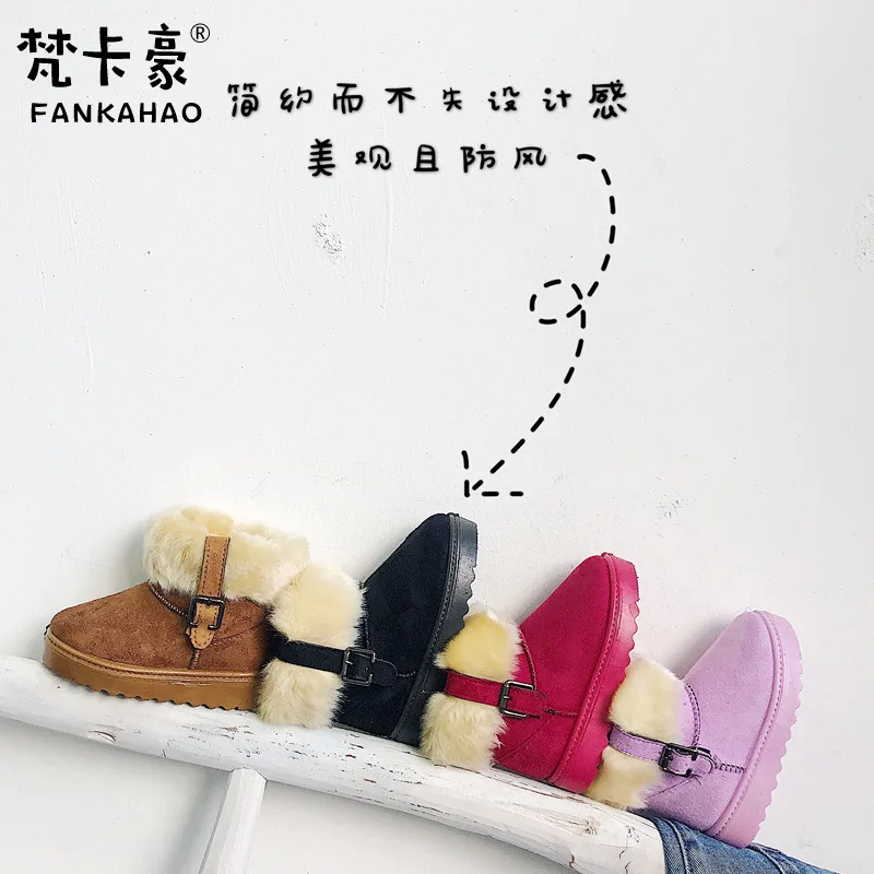 

2019 Winter New Style CHILDREN'S Snow Boots Girls Thick plus Velvet Warm Cotton-padded Shoes Baby Korean-style Short Boots
