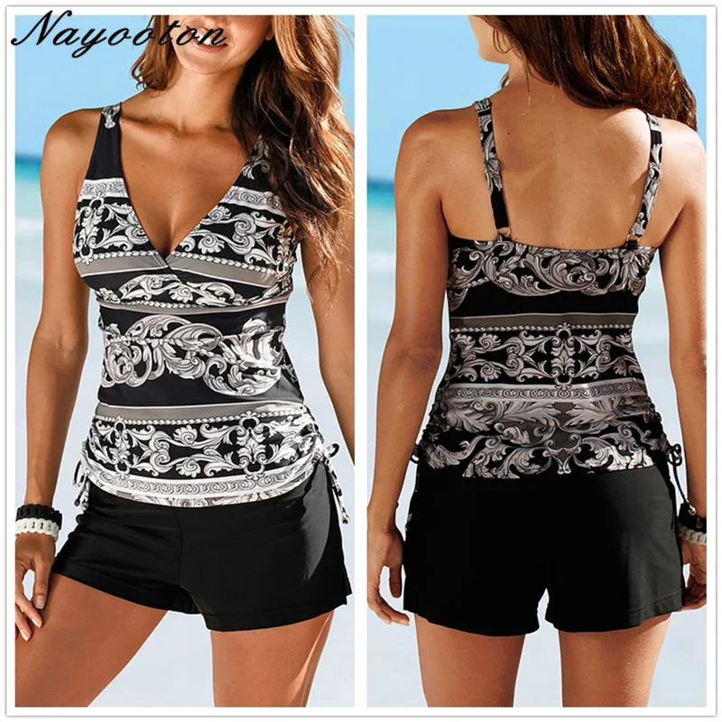 Женский купальник Танкини с борцовкой, комплект из двух частей, купальник S-XXL размера плюс