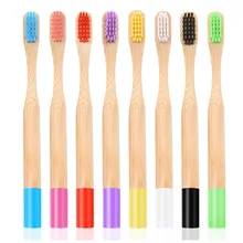 Биоразлагаемая зубная щетка из бамбука Экологичная красочная круглая деревянная ручка уход за полостью рта мягкая зубная щетка для путешествий с древесным углем
