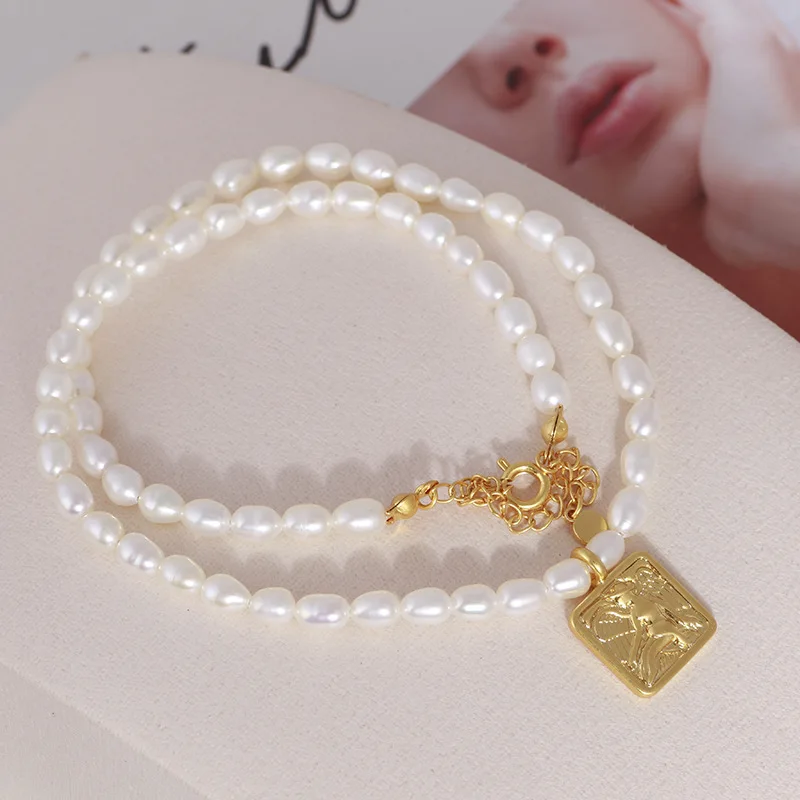 

Ожерелья из настоящего жемчуга в стиле барокко, латунь с монетами из 18-каратного золота, очаровательные женские ювелирные изделия в стиле панк, для вечеринки, для клуба, выставки, Корея, Япония