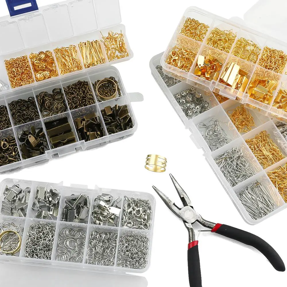 Mixed Steel Jewelry Accessories Open Rings DIY Jewellery Findings Tools Kit 
