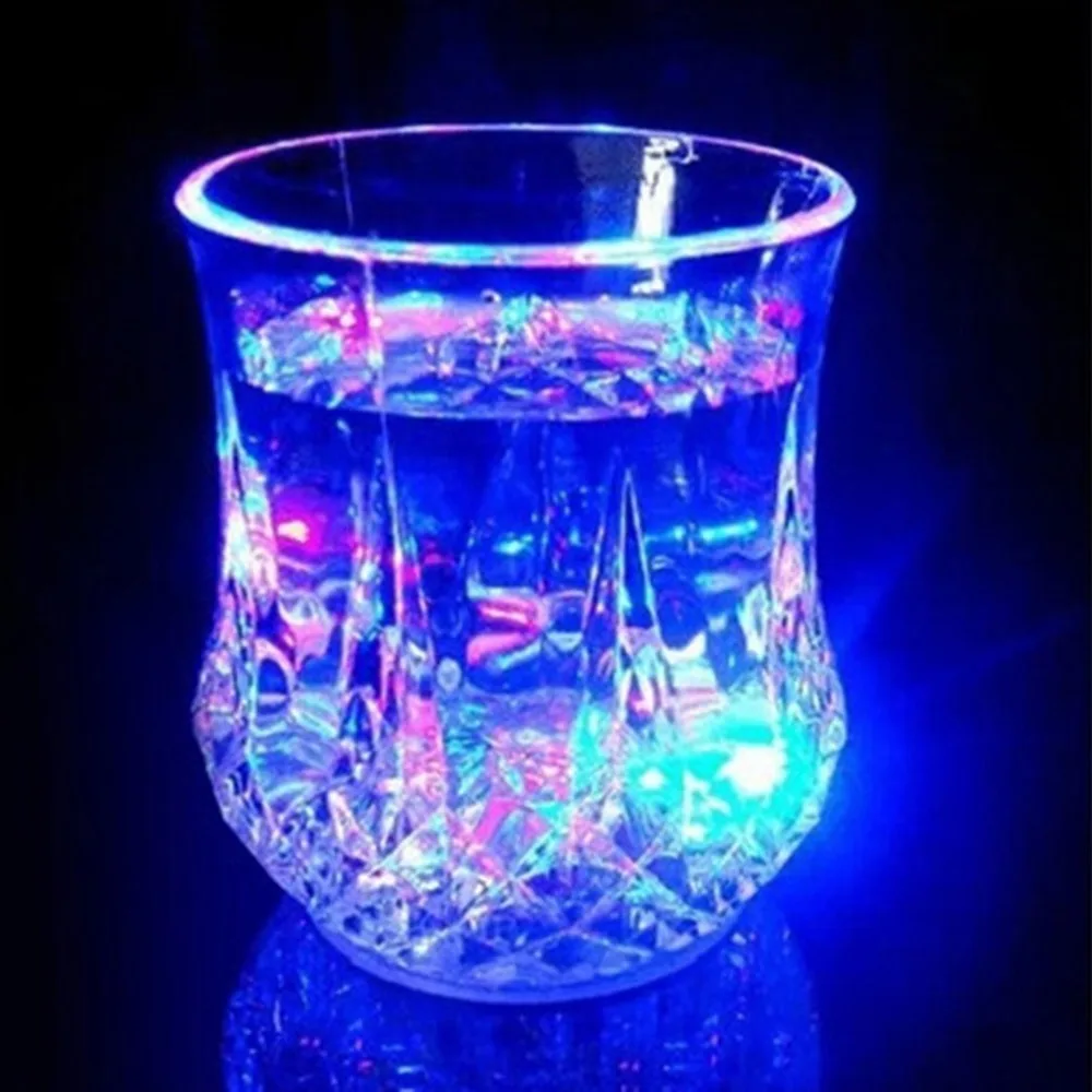 PREUP LED Glowing Cup- 7 Oz Multi Color Glowing LED Wine Glass Cup Water Sensor Flash Light Liquid Activated Flashing Cup Club