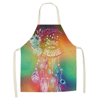 

Unisex Home Cotton and linen Aprons For Cooking Kitchen Baking Supplies Owl Printing Adjustable Apron Proof-oil Housework Tools