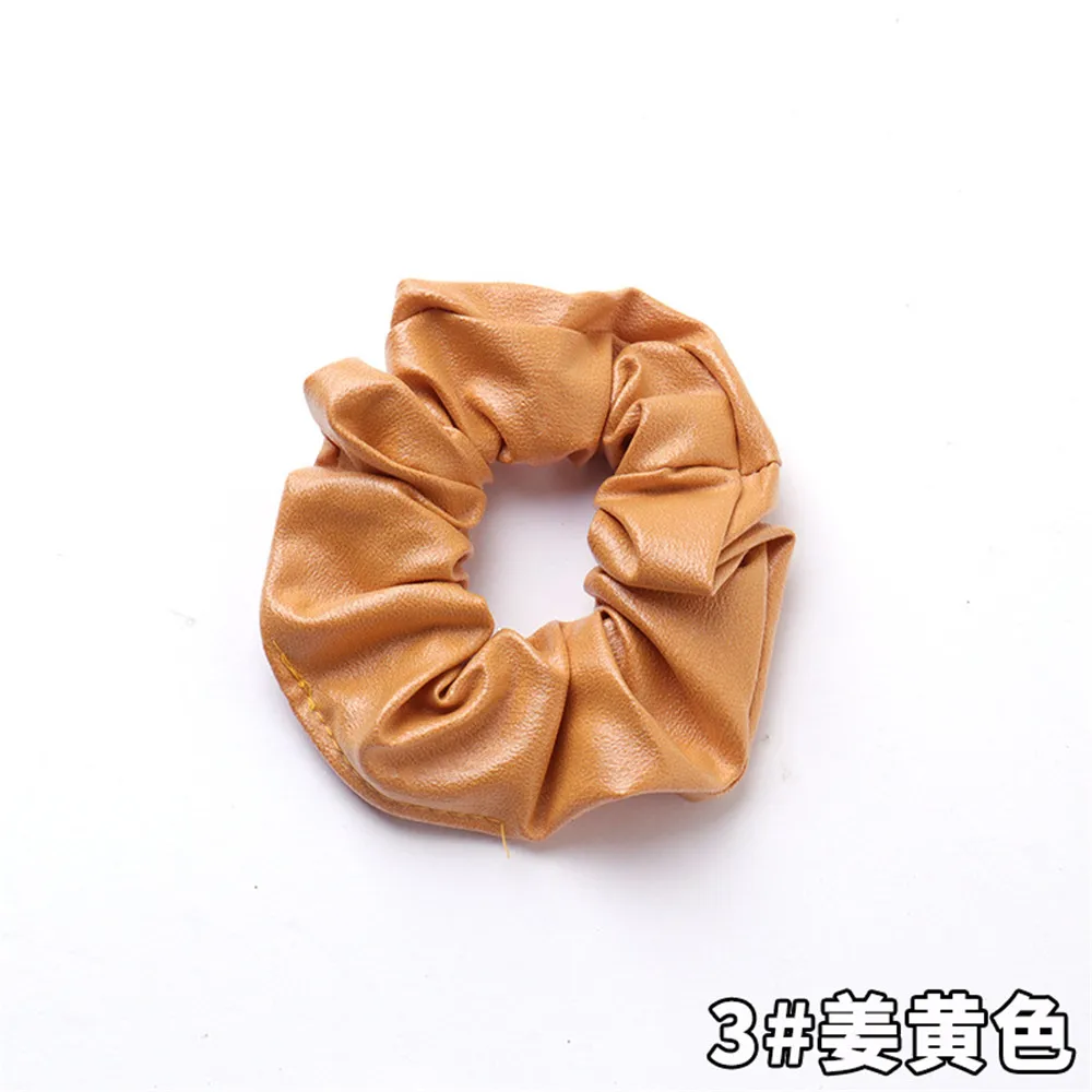 Ginger yellow Креативные Новые ПУ Твердые кольца для волос девушки конфеты цвета дамы заколки для волос аксессуары резинка для волос Веревка - Цвет: Ginger yellow