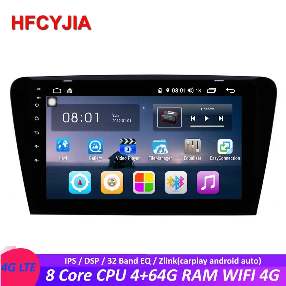 HFCYJIA 8 ядерный Android авто радио gps-навигатор для Skoda Octavia+ DSP Carplay wifi 4G LTE 1080P видеокамера BT USB 4+ 64G ram ips