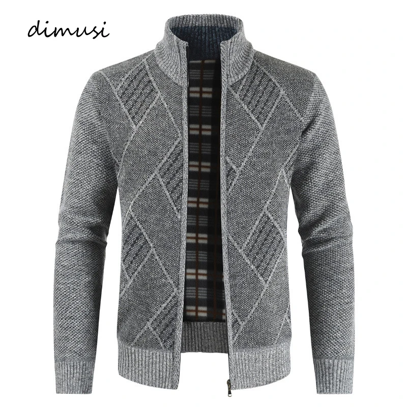 

DIMUSI Mens Sweaters Winter Men Thick Warm Knitted Sweater Jackets Cardigan Coats Male Slim Fit Knitted Zipper Jackets Clothing