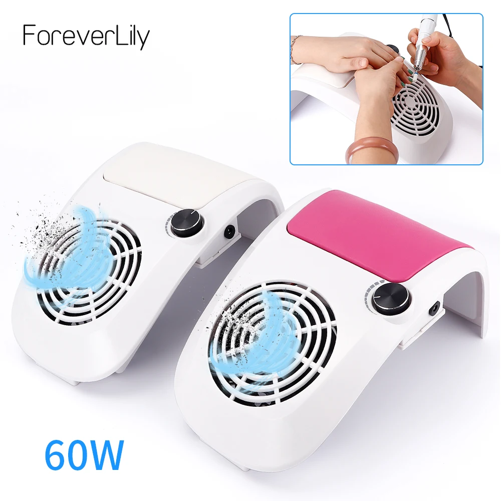 Billig 60W Leistungsstarke Nagel Staub Absaugung Collector Staubsauger mit 2 Staub Sammeln Tasche Starke Fan Nail art Ausrüstung Nagel salon Werkzeug