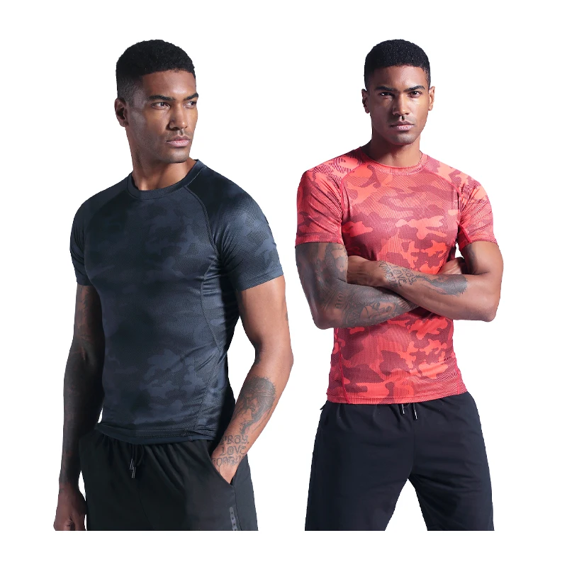 Men/'s Workout Fitness Sports T-shirt Round-neck Short Sleeve Dri-fit Breathable