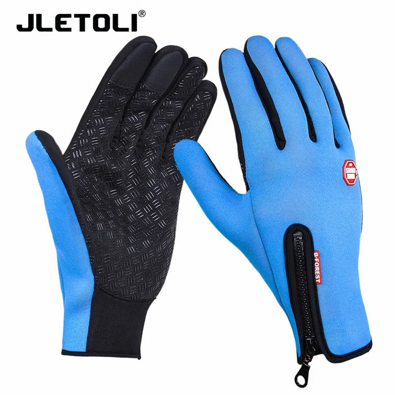 Blue JLETOLI тепловые зимние велосипедные перчатки, гоночные перчатки Mototcycle, перчатки s m tb, перчатки на весь палец, велосипедные Гелевые перчатки s m en, женские s m l xl - Цвет: Blue