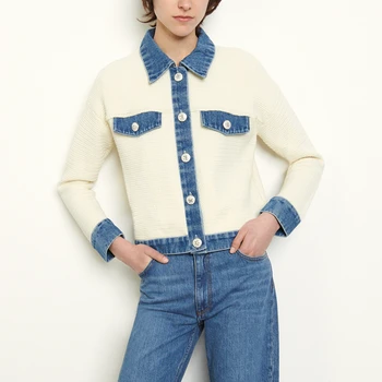 

High Quality Brand Women Cardigan 2020 Autumn Turn-Down Collar Single Breasted Knitted Cardigan Cropped Top Sweater Coat